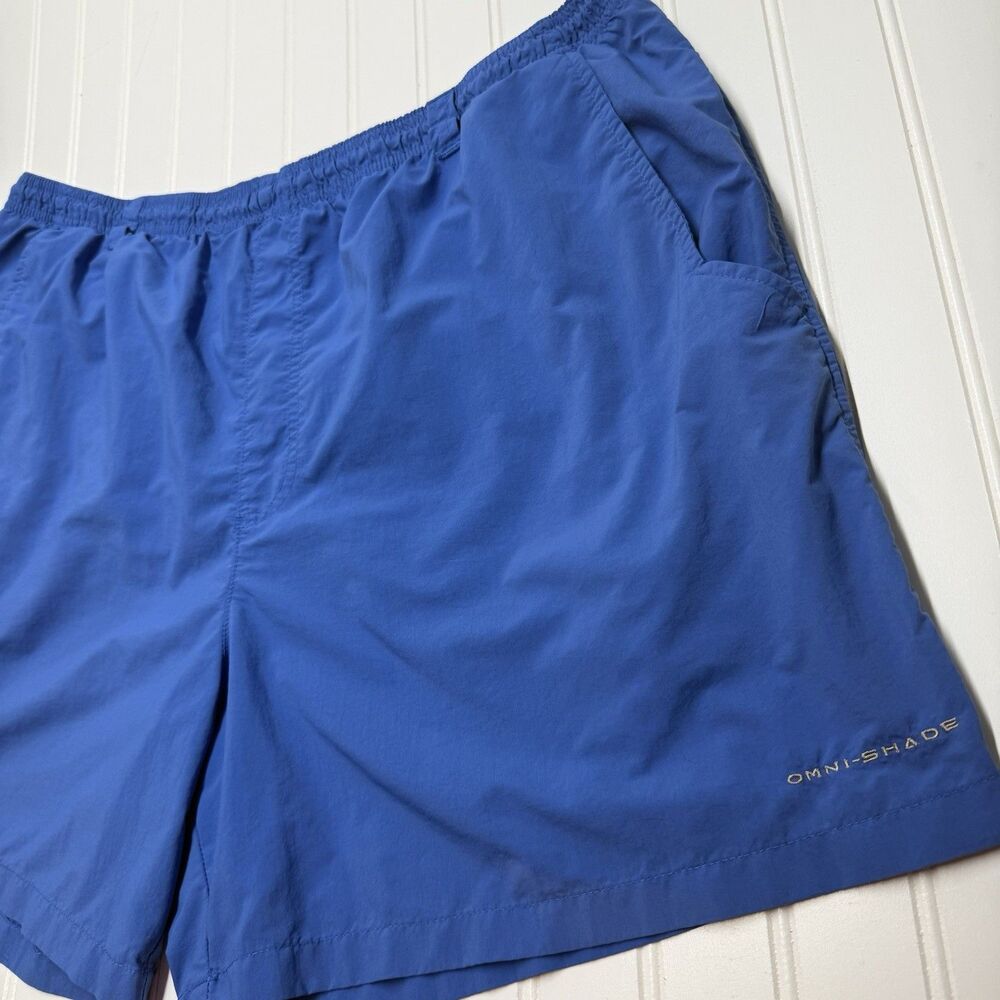 COLUMBIA PFG Swim Trunks Men's Sz XXLBlue Omni-Shade Drawstring Fishing